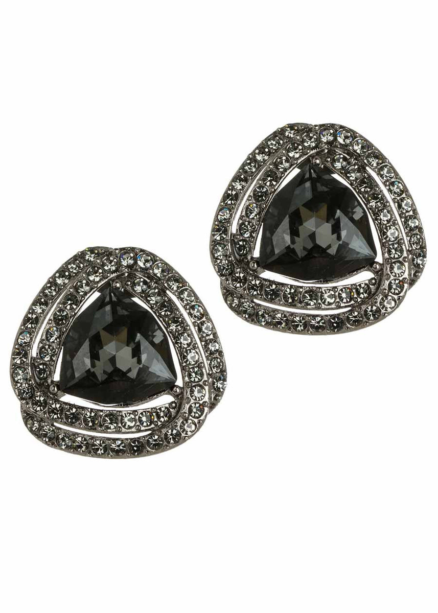 Double infinity framed Rock Swarovski crystal statement stud