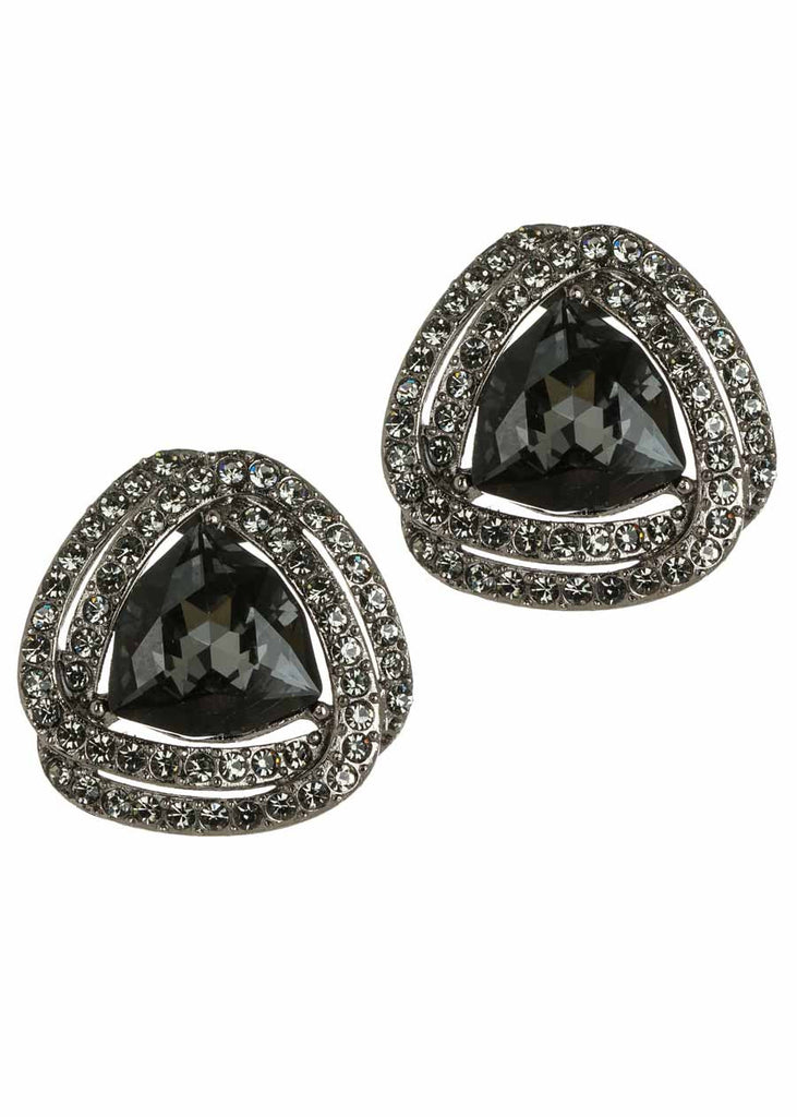 Double infinity framed Rock Swarovski crystal statement stud
